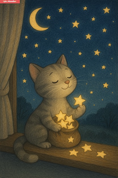  Yıldız Toplayan Kedi Minnoş Görseli